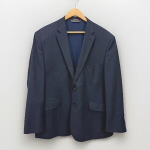 Joseph Abboud Mens 48R Blue Crosshatch Wool Blend Blazer Jacket Dual Vent Office